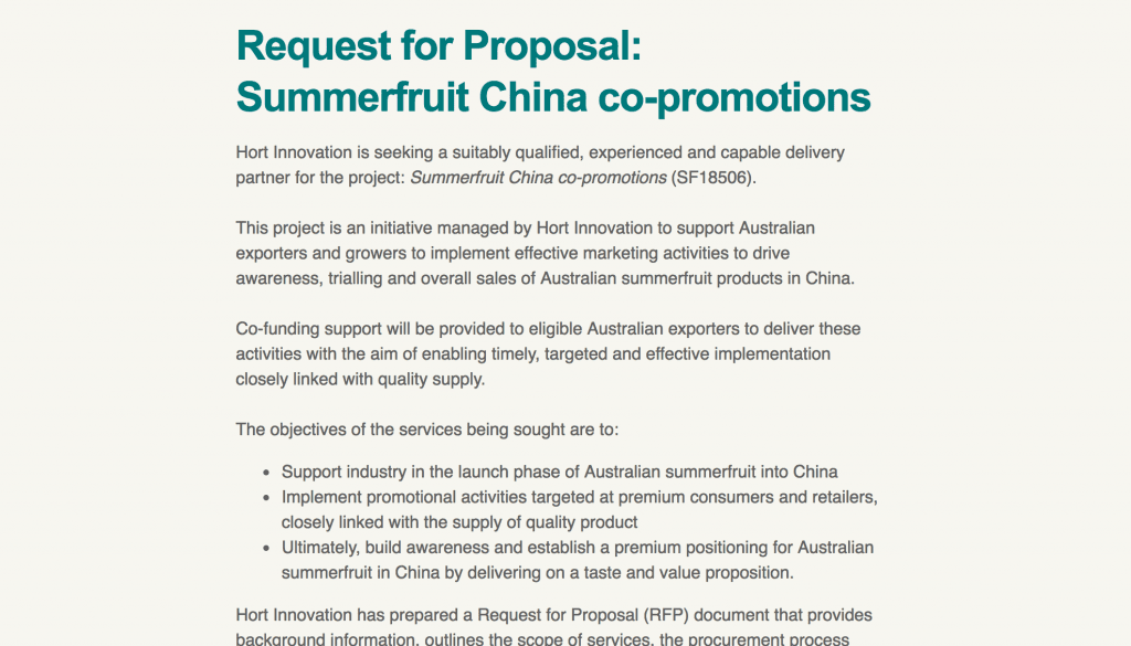 Summerfruit China co-promotions - Horticulture Innovation - New Opportunity - Summerfruit Australia