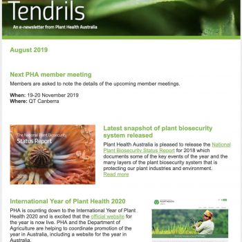 Tendrils Plant Health Australia Newsletter August 2019
