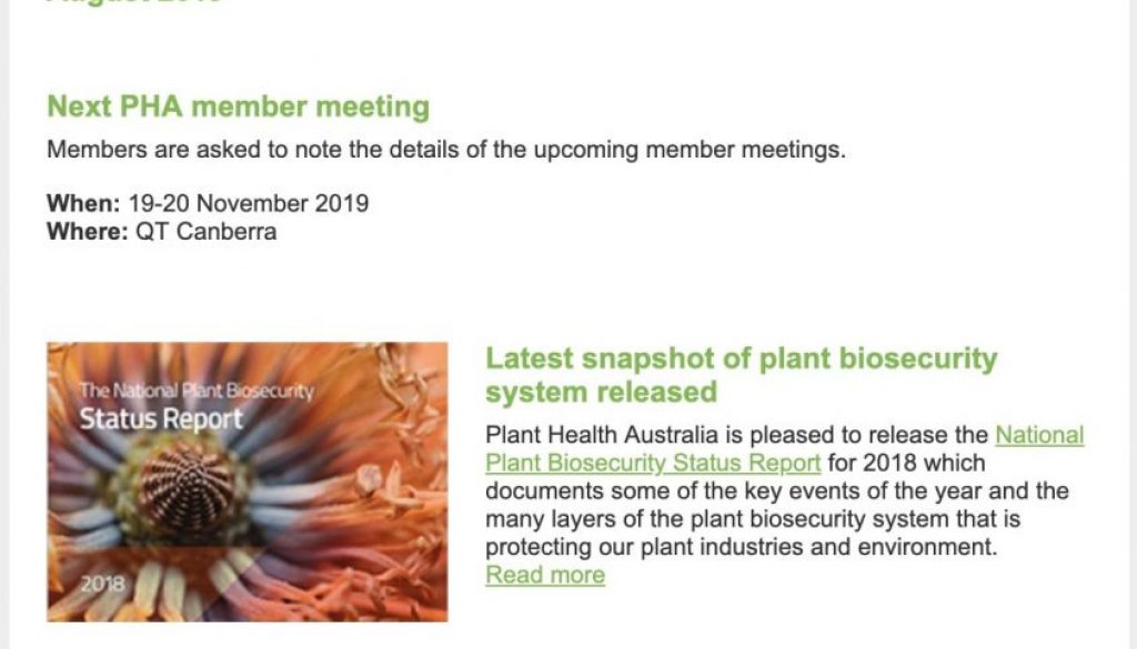 Tendrils Plant Health Australia Newsletter August 2019