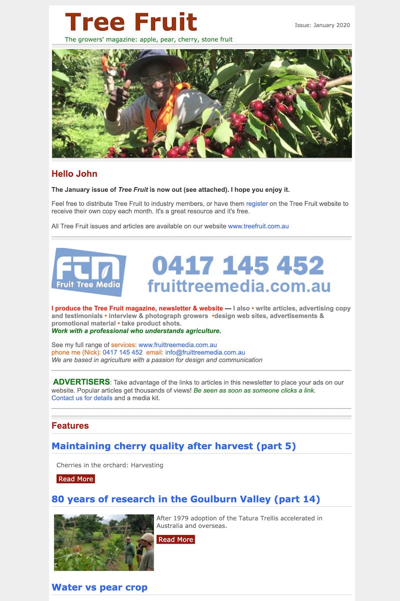 Tree Fruit Newsletter January 2020