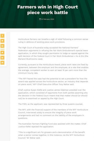 Farmers win in High Court piece work battle