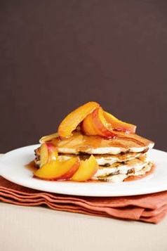 Choc Chip Pancakes with Maple nectarines