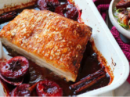 Sticky Asian Pork Belly with Plums