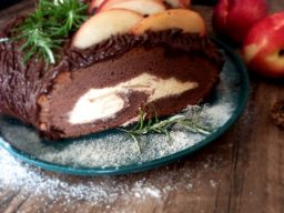 Christmas style cake with cream and nectarines